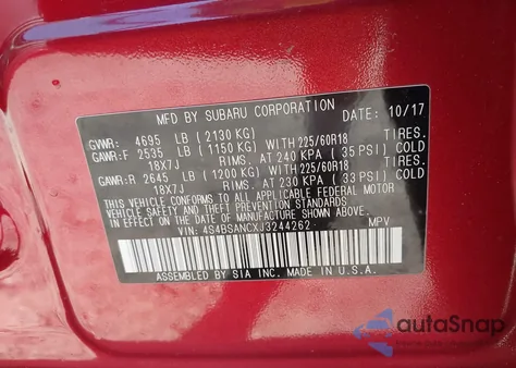 2018 Subaru Outback 2.5I Limited z USA, uszkodzony, nr VIN 4S4BSANCXJ3244262